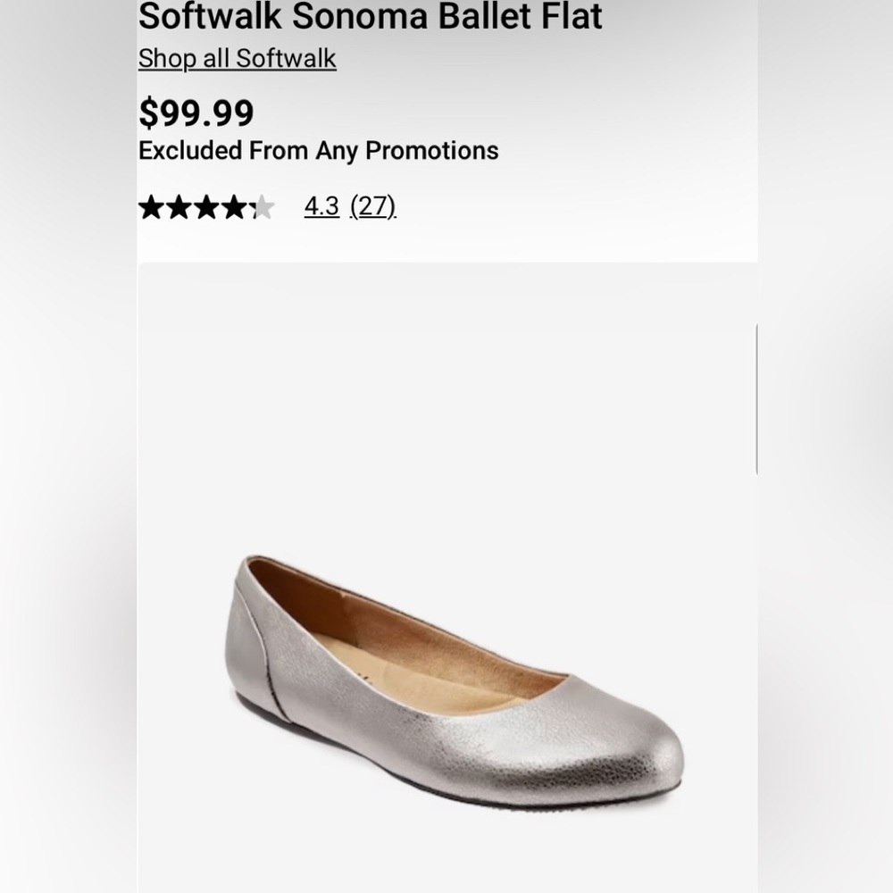 Softwalk Sonoma Ballet Flat
Shop all Softwalk
$99.99 Color Pewter Metallic